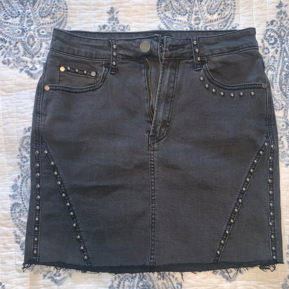 Silver studded mini skirt